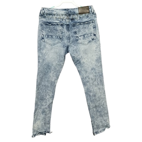 Reason Hip Hop Jeans Mens Sz. 36 Acid Wash Distressed Graphic Patches Zi… - Picture 4 of 9